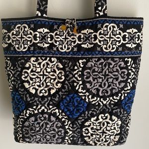 Vera Bradley Blue Gray Tote tortoise shell Toggle top closure- 12x15x5”